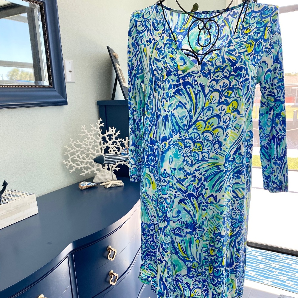Lilly Pulitzer V-neck 3/4 sleeve Pima Cotton Dress Sz M
